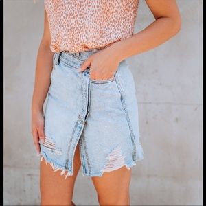 NEW Free People Jean Skirt Wrap Distressed Wash 26